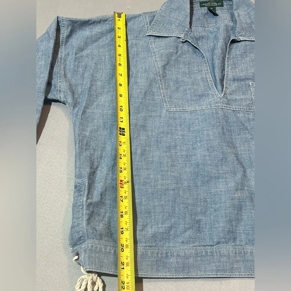 Lauren Jeans Co Ralph Lauren Chambray Denim 3/4 Sleeve Shirt Women’s Medium - Picture 4 of 7